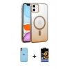 MARSİLYAN™- iPhone 11 Kılıf Ahenk Doku Özel Seri - Siyah Buffer Hayalet Cam Ekran Koruyucu + Neon Fosforlu Kamera Lens - TU
