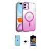 MARSİLYAN™- iPhone 11 Kılıf Ahenk Doku Özel Seri - Siyah Buffer Hayalet Cam Ekran Koruyucu + Neon Fosforlu Kamera Lens - TU