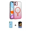 MARSİLYAN™- iPhone 11 Kılıf Ahenk Doku Özel Seri - Siyah Buffer Hayalet Cam Ekran Koruyucu + Neon Fosforlu Kamera Lens - YL