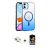 MARSİLYAN™- iPhone 11 Kılıf Ahenk Doku Özel Seri - Siyah Buffer Hayalet Cam Ekran Koruyucu + Pers Alüminyum Kamera Lens - GD