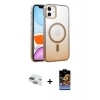 MARSİLYAN™- iPhone 11 Kılıf Ahenk Doku Özel Seri - Siyah Buffer Hayalet Cam Ekran Koruyucu + Pers Alüminyum Kamera Lens - YL
