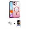 MARSİLYAN™- iPhone 11 Kılıf Ahenk Doku Özel Seri - Siyah Buffer Hayalet Cam Ekran Koruyucu + Pers Alüminyum Kamera Lens - YL