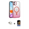 MARSİLYAN™- iPhone 11 Kılıf Ahenk Doku Özel Seri - Siyah Buffer Hayalet Cam Ekran Koruyucu + Pers Alüminyum Kamera Lens - GD