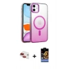 MARSİLYAN™- iPhone 11 Kılıf Ahenk Doku Özel Seri - Siyah Buffer Hayalet Cam Ekran Koruyucu + Pers Alüminyum Kamera Lens - KI