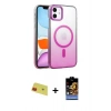 MARSİLYAN™- iPhone 11 Kılıf Ahenk Doku Özel Seri - Siyah Buffer Hayalet Cam Ekran Koruyucu + Rainbow Kamera Lens Koruma Cam - KI