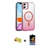 MARSİLYAN™- iPhone 11 Kılıf Ahenk Doku Özel Seri - Siyah Buffer Hayalet Cam Ekran Koruyucu + Rainbow Kamera Lens Koruma Cam - KI