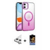 MARSİLYAN™- iPhone 11 Kılıf Ahenk Doku Özel Seri - Siyah Buffer Hayalet Cam Ekran Koruyucu + Raze Metal Kamera Lens - GS