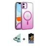 MARSİLYAN™- iPhone 11 Kılıf Ahenk Doku Özel Seri - Siyah Buffer Hayalet Cam Ekran Koruyucu + Raze Metal Kamera Lens - MI