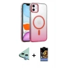 MARSİLYAN™- iPhone 11 Kılıf Ahenk Doku Özel Seri - Siyah Buffer Hayalet Cam Ekran Koruyucu + Raze Metal Kamera Lens - MI