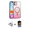 MARSİLYAN™- iPhone 11 Kılıf Ahenk Doku Özel Seri - Siyah Buffer Hayalet Cam Ekran Koruyucu + Raze Metal Kamera Lens - GS