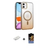 MARSİLYAN™- iPhone 11 Kılıf Ahenk Doku Özel Seri - Siyah Buffer Hayalet Cam Ekran Koruyucu + Renkli Kamera Lens Koruma Cam - SI