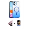 MARSİLYAN™- iPhone 11 Kılıf Ahenk Doku Özel Seri - Siyah Buffer Hayalet Cam Ekran Koruyucu + Raze Metal Kamera Lens - SH