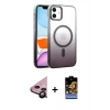 MARSİLYAN™- iPhone 11 Kılıf Ahenk Doku Özel Seri - Siyah Buffer Hayalet Cam Ekran Koruyucu + Raze Metal Kamera Lens - SH