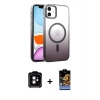 MARSİLYAN™- iPhone 11 Kılıf Ahenk Doku Özel Seri - Siyah Buffer Hayalet Cam Ekran Koruyucu + PVD Metal Kamera Lens - TU