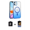 MARSİLYAN™- iPhone 11 Kılıf Ahenk Doku Özel Seri - Siyah Buffer Hayalet Cam Ekran Koruyucu + PVD Metal Kamera Lens - TU
