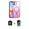 MARSİLYAN™- iPhone 11 Kılıf Ahenk Doku Özel Seri - Siyah Buffer Hayalet Cam Ekran Koruyucu + PVD Metal Kamera Lens - TU