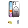 MARSİLYAN™- iPhone 11 Kılıf Ahenk Doku Özel Seri - Siyah Joko Magic 5D Cam + Rainbow Kamera Lens Koruma Cam - KI