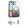 MARSİLYAN™- iPhone 11 Kılıf Ahenk Doku Özel Seri - Siyah Joko Magic 5D Cam + Raze Metal Kamera Lens - GS