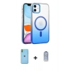 MARSİLYAN™- iPhone 11 Kılıf Ahenk Doku Özel Seri - Siyah Joko Magic 5D Cam + Neon Fosforlu Kamera Lens - YL