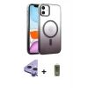 MARSİLYAN™- iPhone 11 Kılıf Ahenk Doku Özel Seri - Siyah Joko Magic 5D Hayalet Cam + Mor Raze Metal Kamera Lens