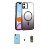 MARSİLYAN™- iPhone 11 Kılıf Ahenk Doku Özel Seri - Siyah Joko Magic 5D Hayalet Cam + Neon Fosforlu Kamera Lens - YL