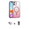 MARSİLYAN™- iPhone 11 Kılıf Ahenk Doku Özel Seri - Siyah Joko Magic 5D Hayalet Cam + Pers Alüminyum Kamera Lens - KI
