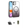MARSİLYAN™- iPhone 11 Kılıf Ahenk Doku Özel Seri - Siyah Joko Magic 5D Hayalet Cam + Kamera Lens Koruma Cam - SF