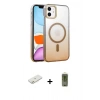 MARSİLYAN™- iPhone 11 Kılıf Ahenk Doku Özel Seri - Siyah Joko Magic 5D Hayalet Cam + Turuncu Renkli Kamera Lens Koruma Cam