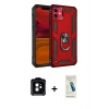 MARSİLYAN™- iPhone 11 Kılıf Ahenk Klasik Koleksiyonu - Şeffaf Pasifik Cam Ekran Koruyucu + Turuncu PVD Metal Kamera Lens