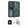 MARSİLYAN™- iPhone 11 Kılıf Ahenk Klasik Koleksiyonu - Şeffaf Royal Nano Ekran Koruyucu + Turuncu PVD Metal Kamera Lens