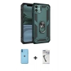 MARSİLYAN™- iPhone 11 Kılıf Ahenk Klasik Koleksiyonu - Şeffaf Uv Polymer Nano Ekran Koruyucu + Neon Fosforlu Kamera Lens - MI