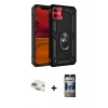 MARSİLYAN™- iPhone 11 Kılıf Ahenk Klasik Koleksiyonu - Siyah 34D Hayalet Izgaralı Cam + Pers Alüminyum Kamera Lens - GD