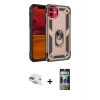 MARSİLYAN™- iPhone 11 Kılıf Ahenk Klasik Koleksiyonu - Siyah 34D Hayalet Izgaralı Cam + Pers Alüminyum Kamera Lens - GD