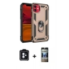 MARSİLYAN™- iPhone 11 Kılıf Ahenk Klasik Koleksiyonu - Siyah 34D Hayalet Izgaralı Cam + PVD Metal Kamera Lens - MI