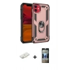 MARSİLYAN™- iPhone 11 Kılıf Ahenk Klasik Koleksiyonu - Siyah 34D Hayalet Izgaralı Cam + Renkli Kamera Lens Koruma Cam - SI