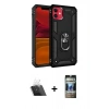 MARSİLYAN™- iPhone 11 Kılıf Ahenk Klasik Koleksiyonu - Siyah 34D Hayalet Izgaralı Cam + Kamera Lens Koruma Cam - SF