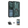 MARSİLYAN™- iPhone 11 Kılıf Ahenk Klasik Koleksiyonu - Siyah 34D Hayalet Izgaralı Cam + Kamera Lens Koruma Cam - SF