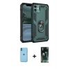 MARSİLYAN™- iPhone 11 Kılıf Ahenk Klasik Koleksiyonu - Siyah 360 Mat Full Body Arka Koruyucu + Neon Fosforlu Kamera Lens - MI