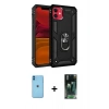 MARSİLYAN™- iPhone 11 Kılıf Ahenk Klasik Koleksiyonu - Siyah 360 Mat Full Body Arka Koruyucu + Neon Fosforlu Kamera Lens - MI