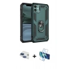 MARSİLYAN™- iPhone 11 Kılıf Ahenk Klasik Koleksiyonu - Siyah 3D Antistatik Cam Ekran Koruyucu + Pers Alüminyum Kamera Lens - LT