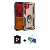 MARSİLYAN™- iPhone 11 Kılıf Ahenk Klasik Koleksiyonu - Siyah 3D Antistatik Cam Ekran Koruyucu + PVD Metal Kamera Lens - TU
