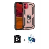 MARSİLYAN™- iPhone 11 Kılıf Ahenk Klasik Koleksiyonu - Siyah 3D Antistatik Cam Ekran Koruyucu + PVD Metal Kamera Lens - TU