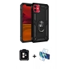 MARSİLYAN™- iPhone 11 Kılıf Ahenk Klasik Koleksiyonu - Siyah 3D Antistatik Cam Ekran Koruyucu + PVD Metal Kamera Lens - TU