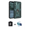 MARSİLYAN™- iPhone 11 Kılıf Ahenk Klasik Koleksiyonu - Siyah 3D Antistatik Cam Ekran Koruyucu + PVD Metal Kamera Lens - TU