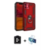MARSİLYAN™- iPhone 11 Kılıf Ahenk Klasik Koleksiyonu - Siyah 3D Antistatik Cam Ekran Koruyucu + PVD Metal Kamera Lens - TU