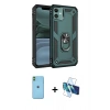 MARSİLYAN™- iPhone 11 Kılıf Ahenk Klasik Koleksiyonu - Siyah 3D Antistatik Cam Ekran Koruyucu + Neon Fosforlu Kamera Lens - YL