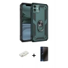 MARSİLYAN™- iPhone 11 Kılıf Ahenk Klasik Koleksiyonu - Siyah 3D Antistatik Hayalet Cam Ekran Koruyucu + Renkli Kamera Lens Koruma Cam - SI