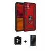 MARSİLYAN™- iPhone 11 Kılıf Ahenk Klasik Koleksiyonu - Siyah 3D Antistatik Hayalet Cam Ekran Koruyucu + PVD Metal Kamera Lens - TU