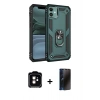 MARSİLYAN™- iPhone 11 Kılıf Ahenk Klasik Koleksiyonu - Siyah 3D Antistatik Hayalet Cam Ekran Koruyucu + PVD Metal Kamera Lens - TU