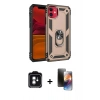 MARSİLYAN™- iPhone 11 Kılıf Ahenk Klasik Koleksiyonu - Siyah 3D Antistatik Mat Seramik Nano Ekran Koruyucu + PVD Metal Kamera Lens - YL